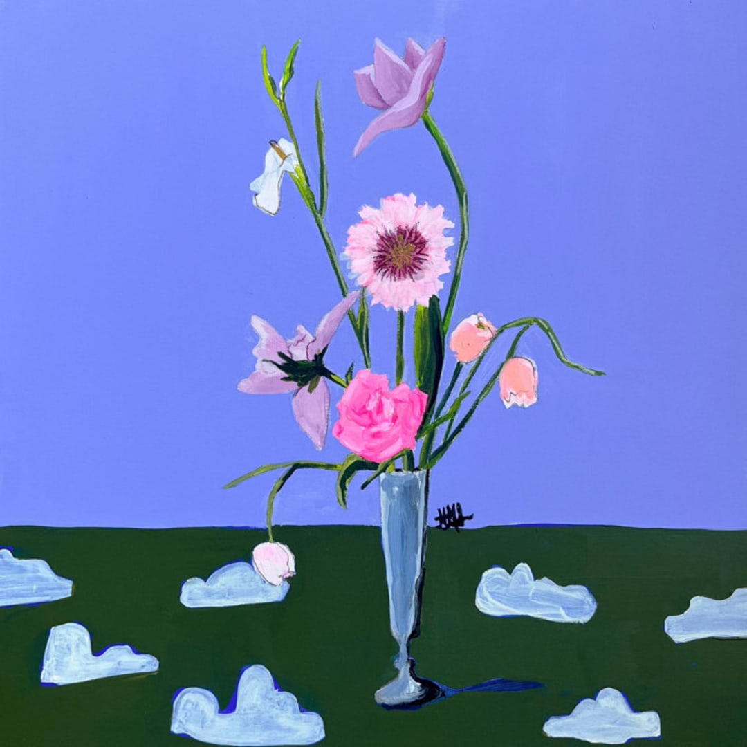 "Picnic Flowers" - Original Painting in multicolorassorted-colors by Nicole Simms
