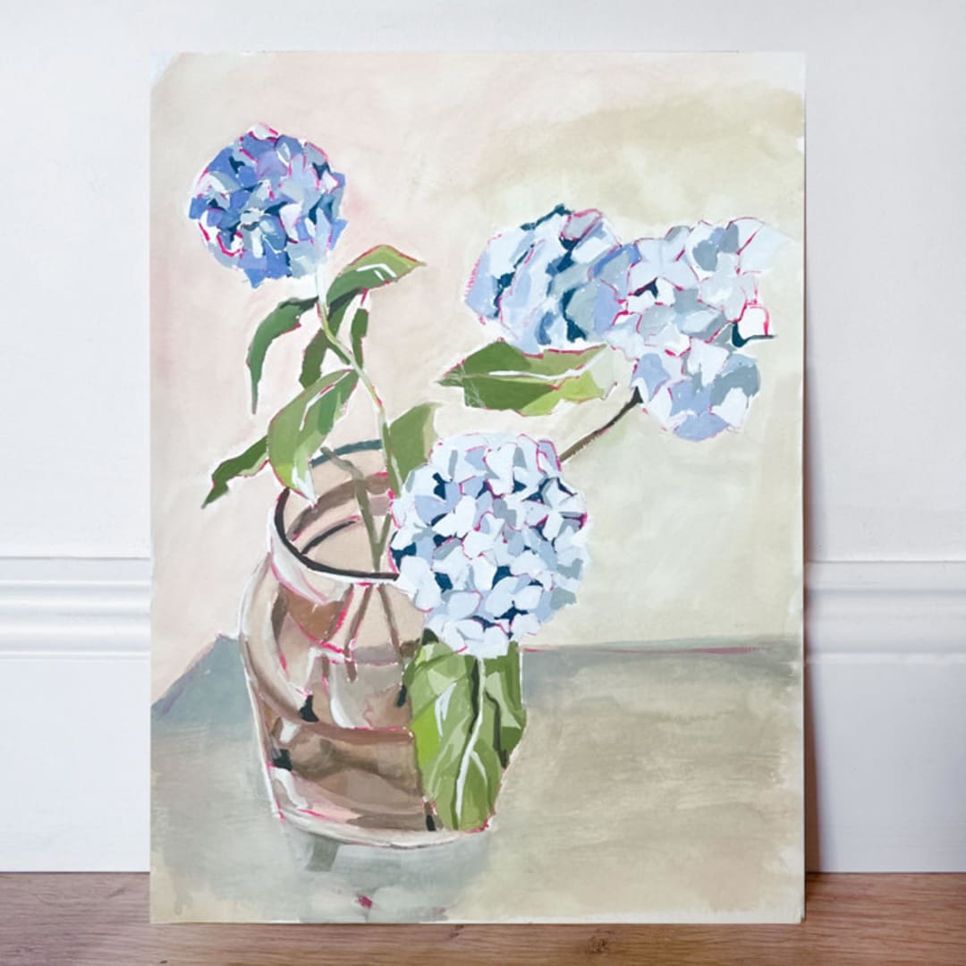 "Whispers in Bloom" - Original Painting in blue by Lucrecia Caporale