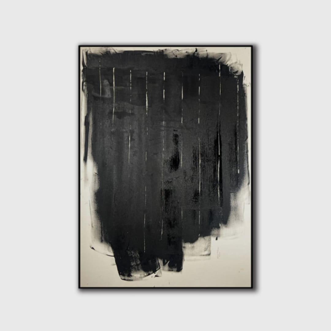 "Shadows on the wall" - Original Painting in black by Karine Tonial Grimm