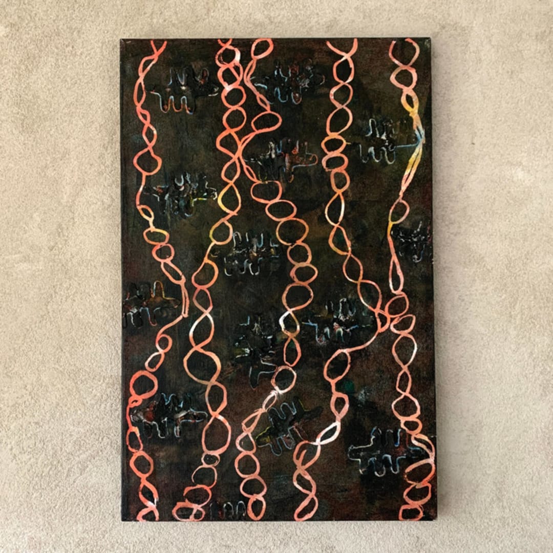 "Chained" - Original Painting in black by Nina Leth