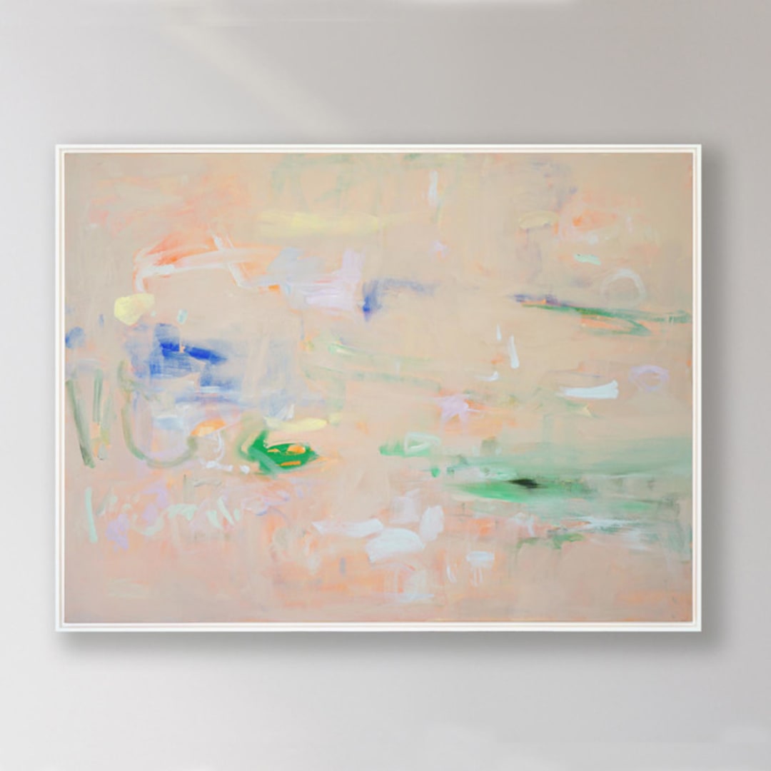 "Sunlit Blossoms Meadow no.1" - Original Painting in pink by Shina Choi