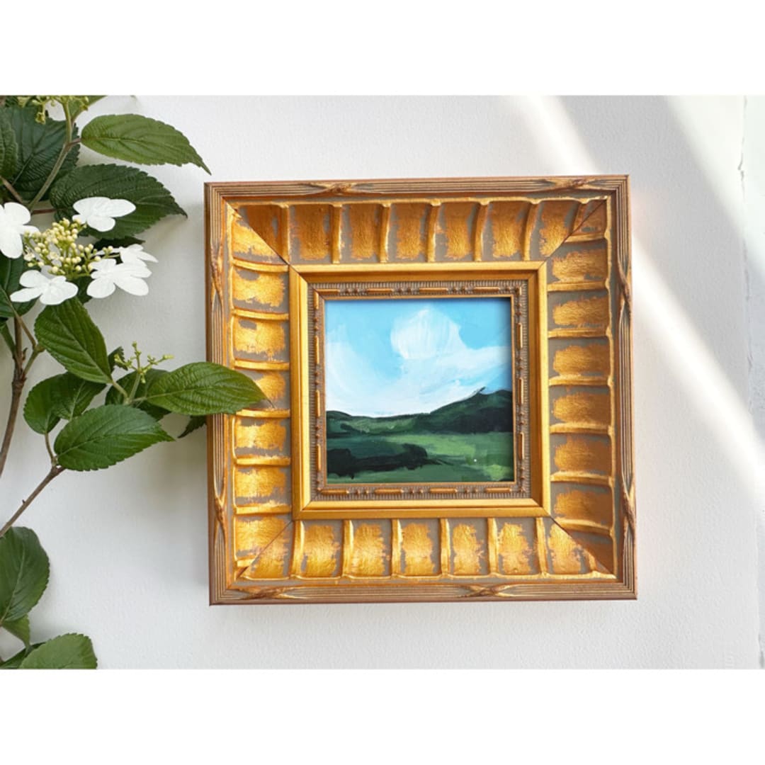 "Mountain Shadow" - Original Painting in blue by Green Barn Studio
