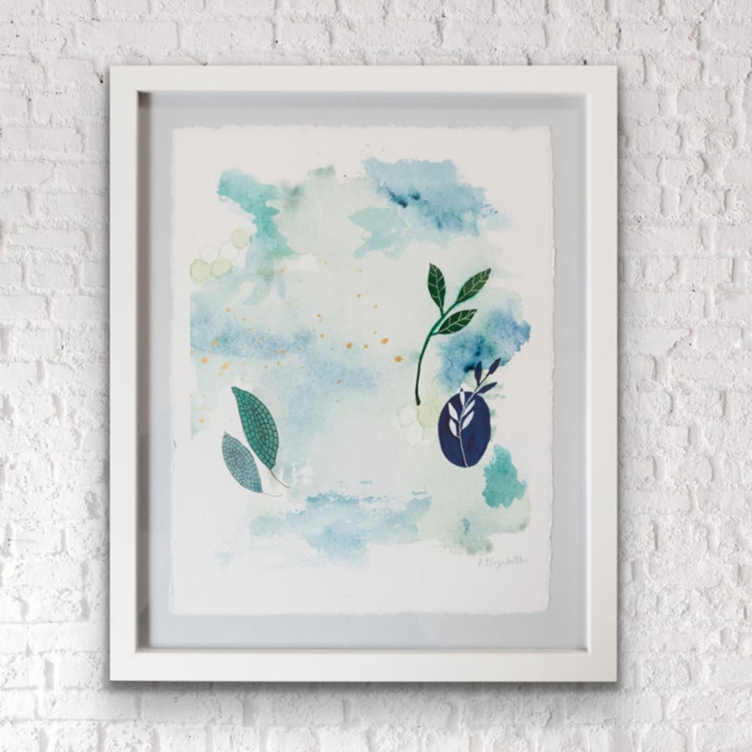 "Botanical no.2" - Original Painting in blue by Jocelyn Elizabeth