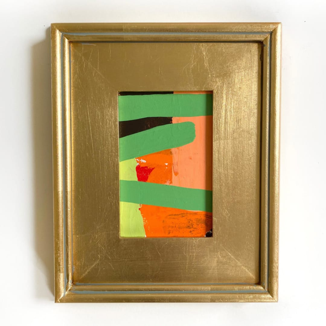 "Modernist Fence" - Original Painting in green by Jessalin Beutler