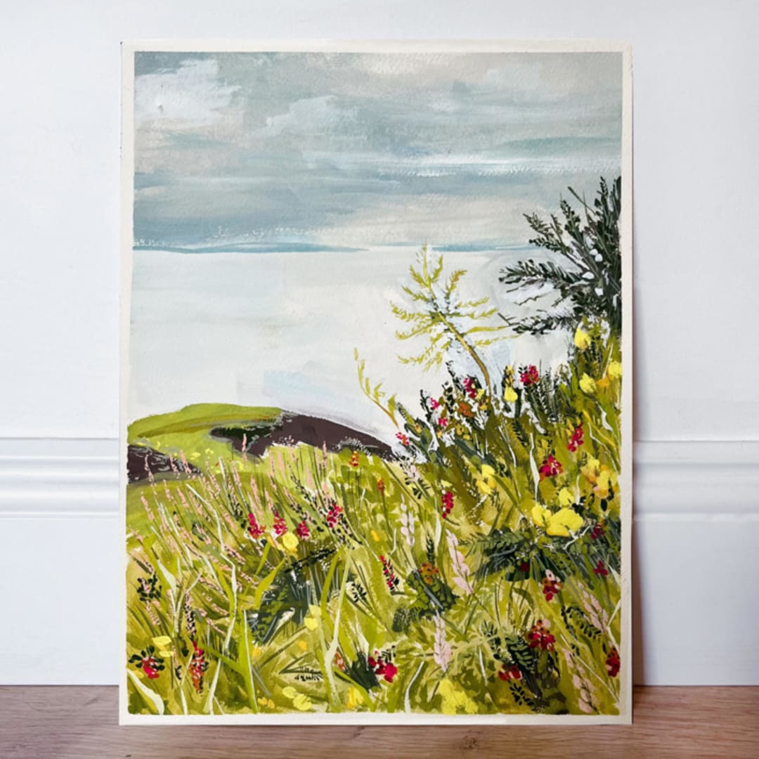 "Seaside Serenity Walk #02" - Original Painting in multicolorassorted-colors by Lucrecia Caporale