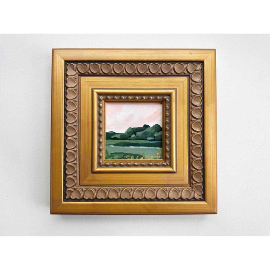 "Rosé Sky Landscape Mini" - Original Painting in pink by Green Barn Studio