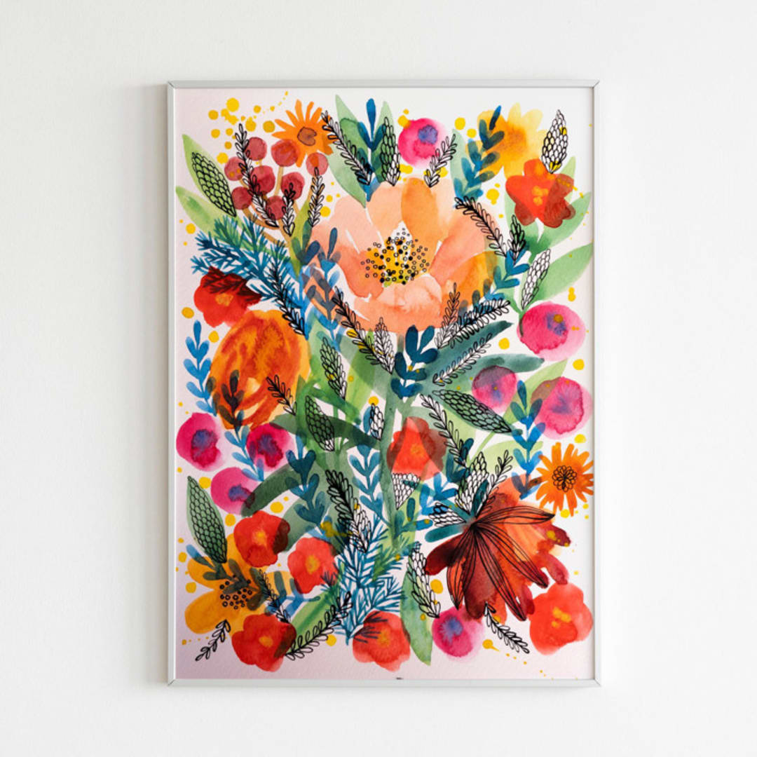 "Summer bloom original painting" - Original Painting in multicolorassorted-colors by Alexandra Dzh