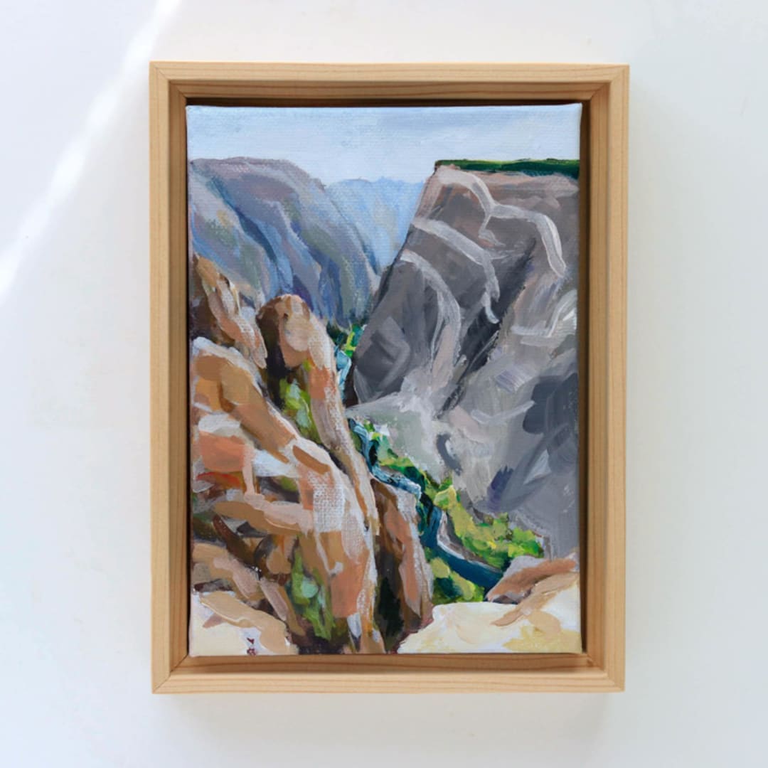 "Distant River - The Black Canyon of the Gunnison in Colorado" - Original Painting in natural by Weronika Zubek