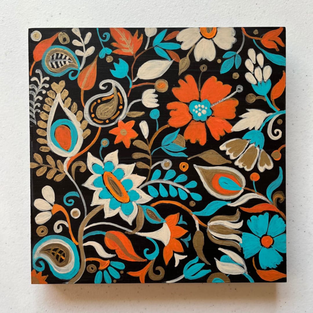 "Gilded Garden" - Original Painting in black by Devika Keskar