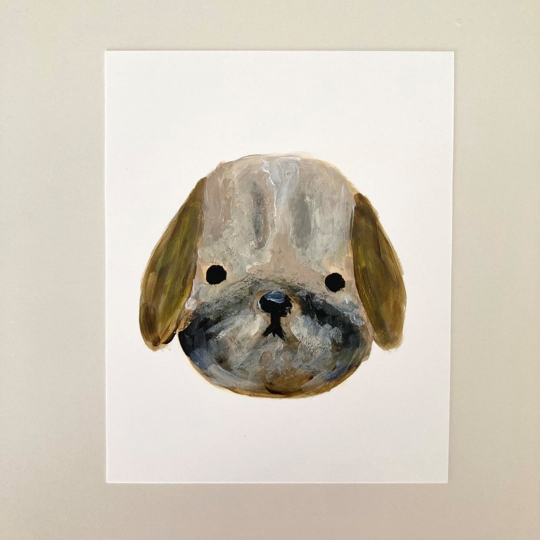 "Pug" - Original Painting in brown by Amy Mullen