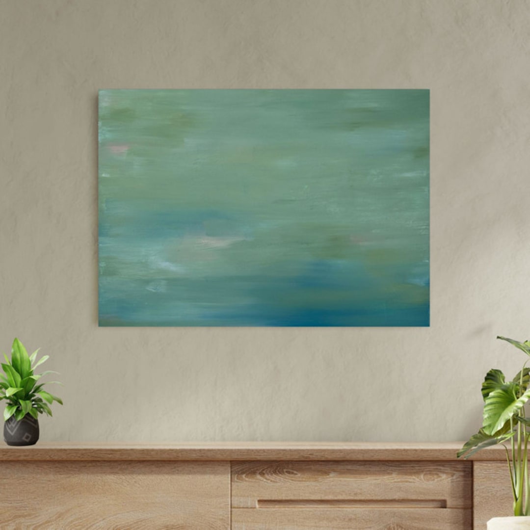 "Lost in a Dream - Sage Green Original Painting Pastel Green Abstract" - Original Painting in green by Hilary L Hahn