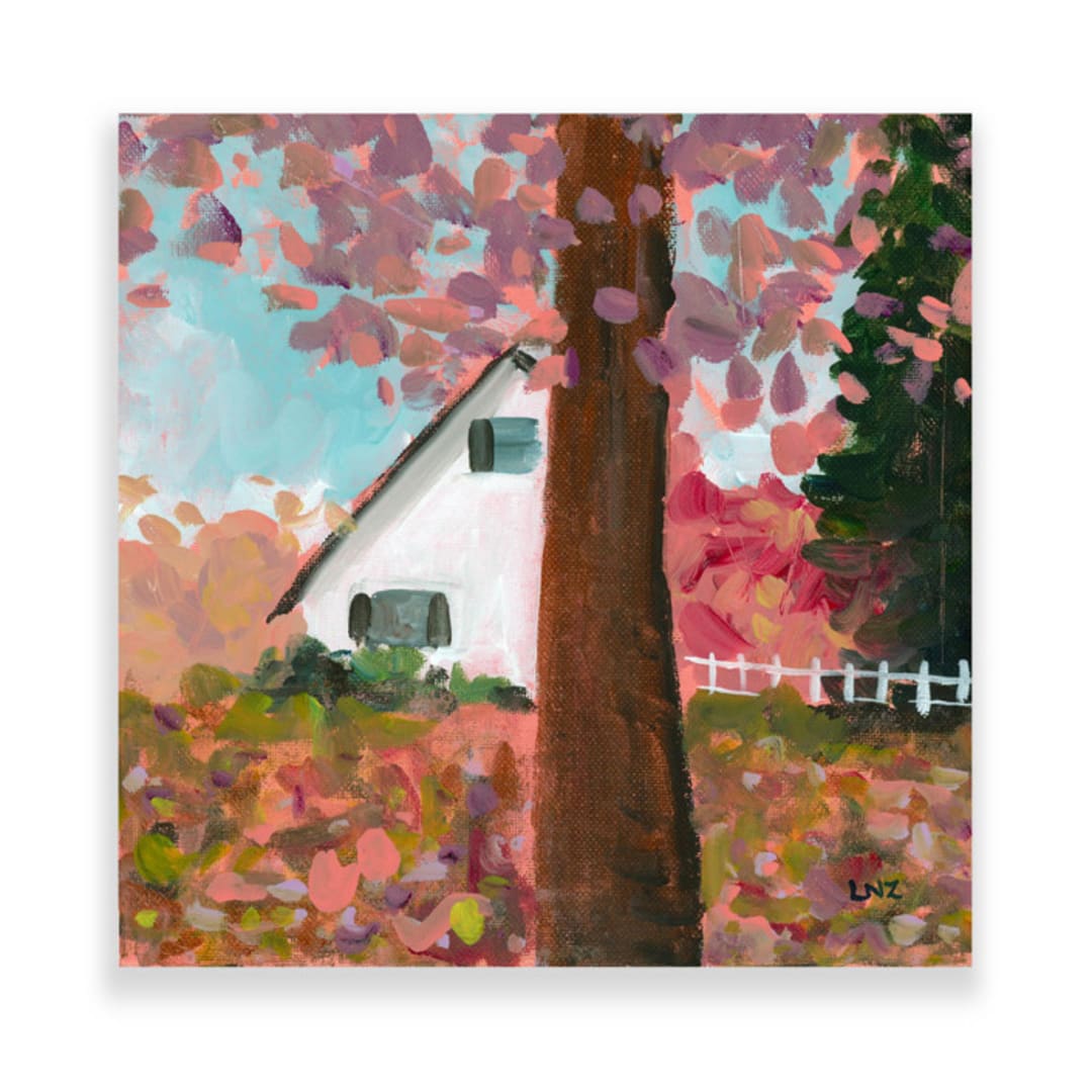 "Fall Cottage" - Original Painting in multicolor by Lindsay Megahed