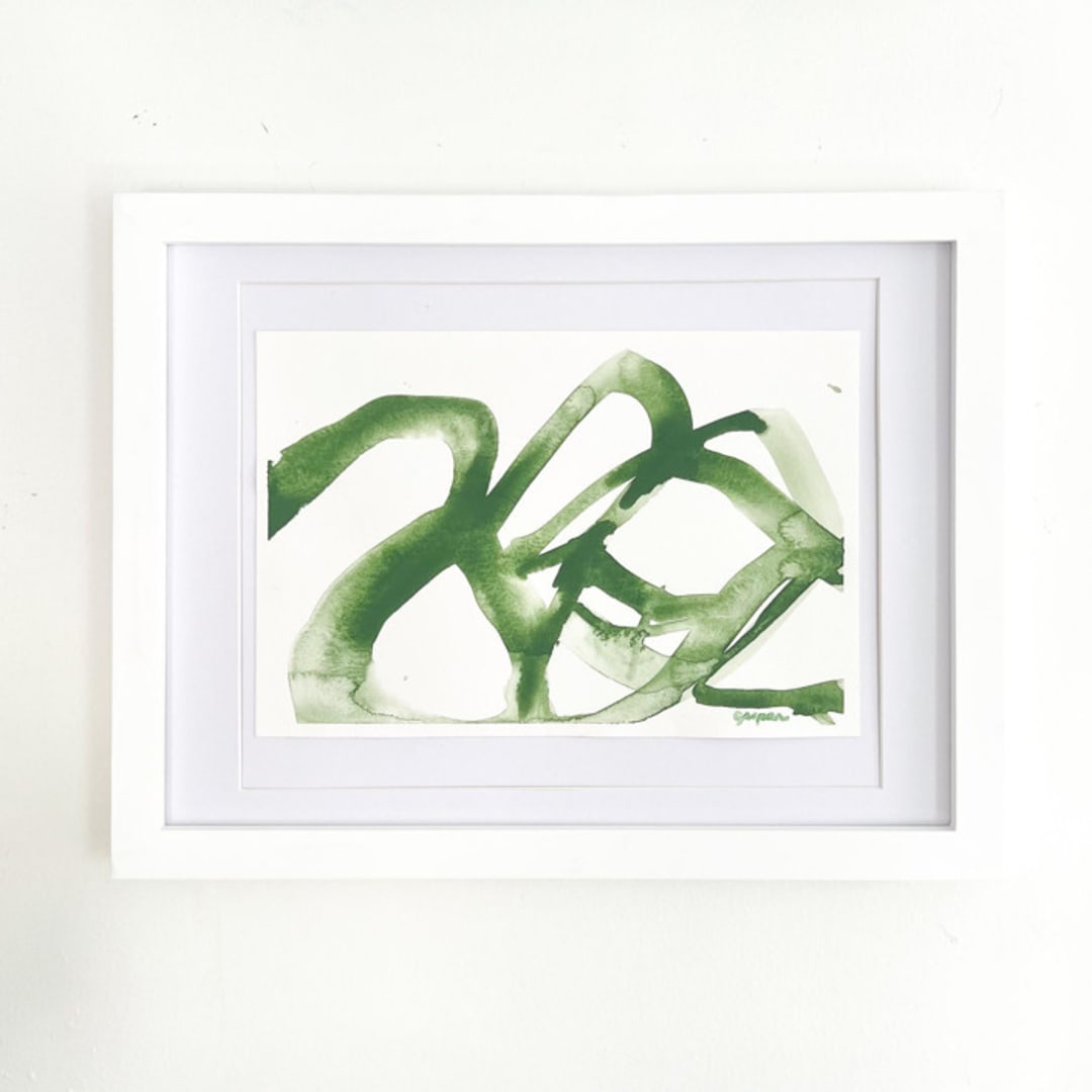 "Small Green Plant Cell" - Original Painting in green by Mary Gaspar