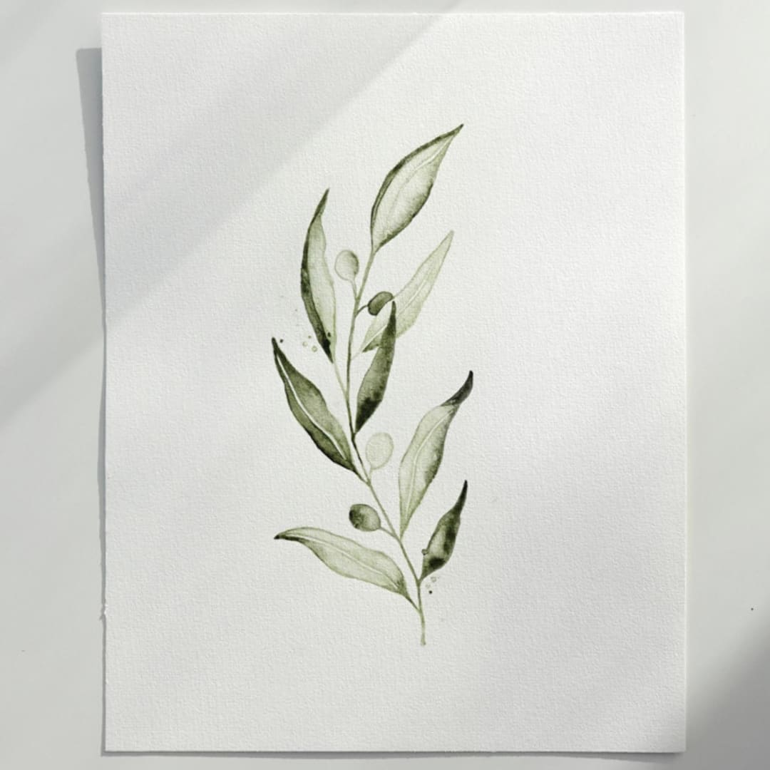 "Olive Branch 02" - Original Painting in green by Angele Kamp