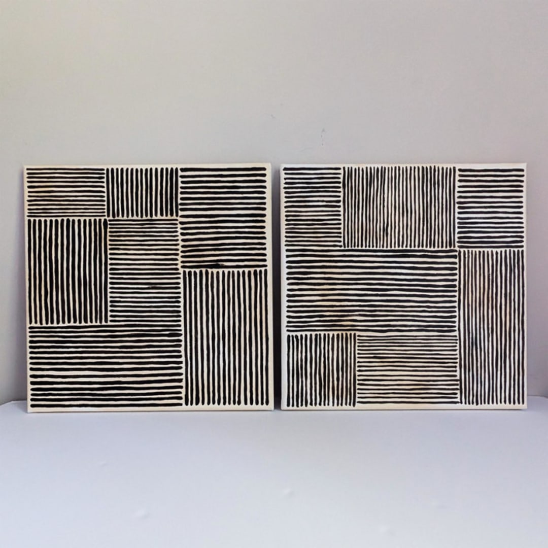 "Sketchy Pair | 16" x 16" | Set of 2" - Original Painting in brown by Katie Zimpel