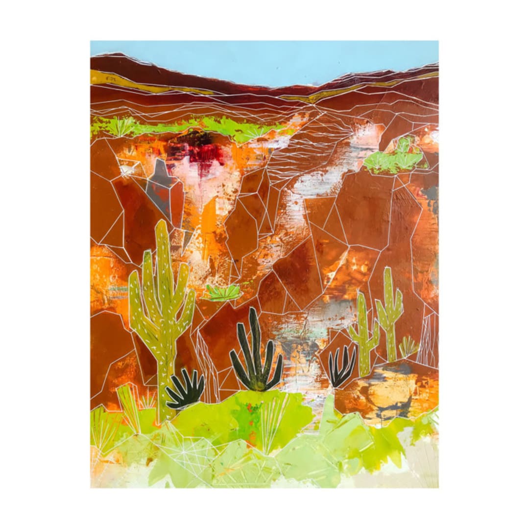 "Red Rocks" - Original Painting in orange by Sarah Fitzgerald