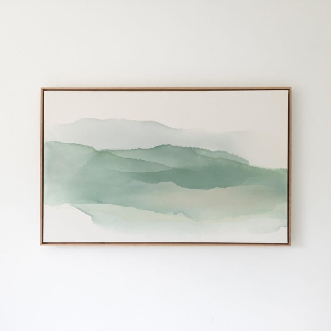 "Early Light Through The Hills" - Original Painting in green by Rebecca King