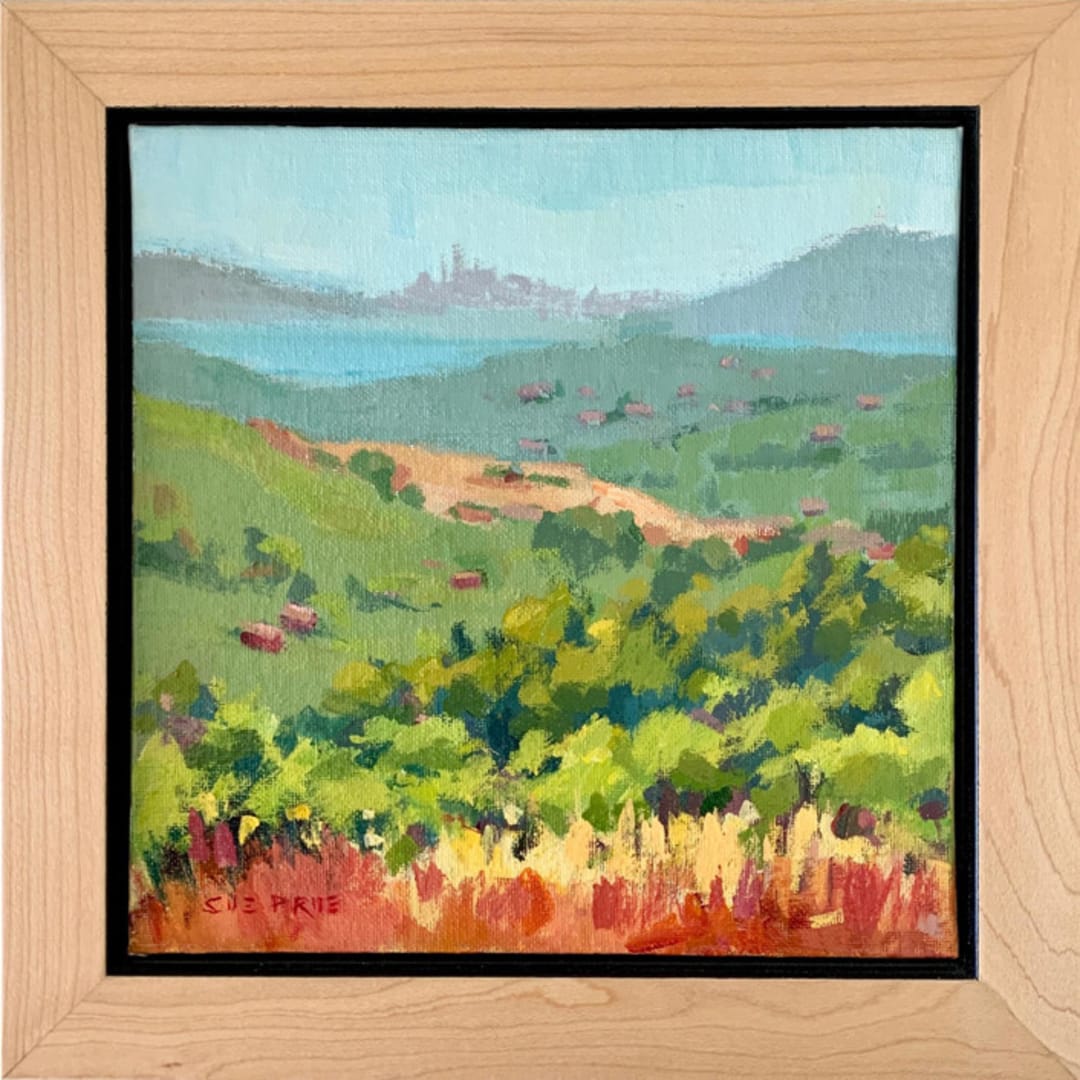 "City by the Bay" - Original Painting in green by sue prue