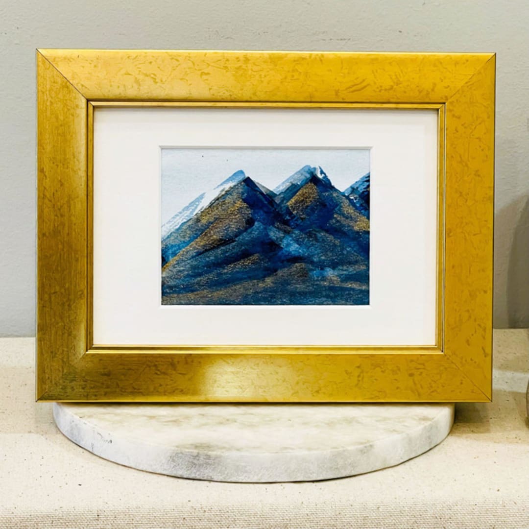 "Chart Your Course Through the Wilderness" - Original Painting in blue by Golden Lines and Silver Linings