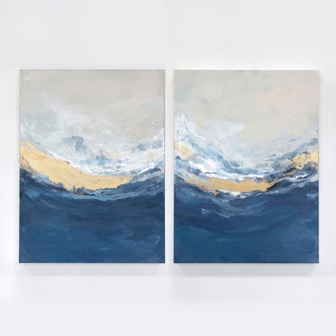 "Vast Escape No. 1 and No. 2 - Original Set" - Original Painting in blue by Julia Contacessi