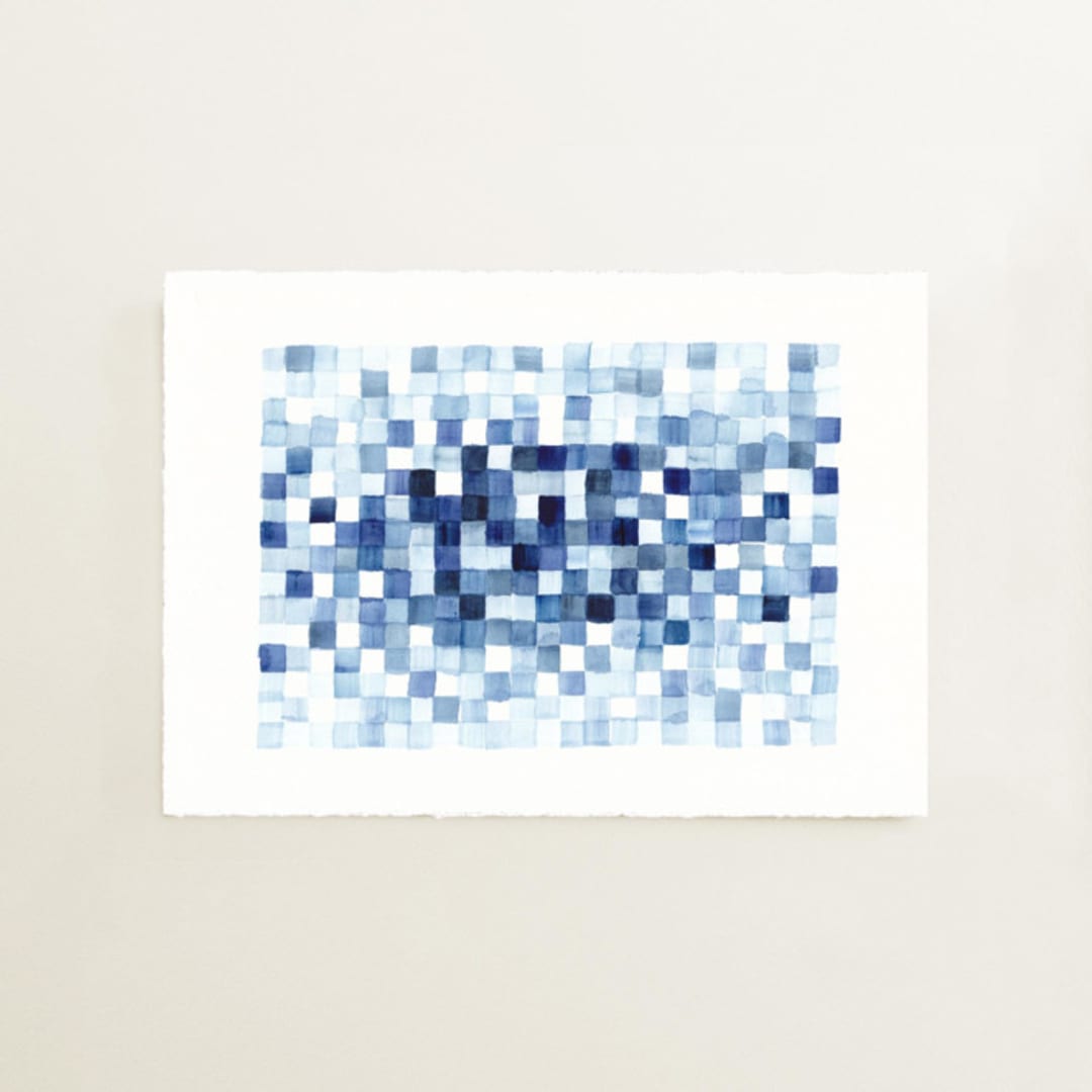 "Indigo Water Woven 01" - Original Painting in blue by Danushka Abeygoda
