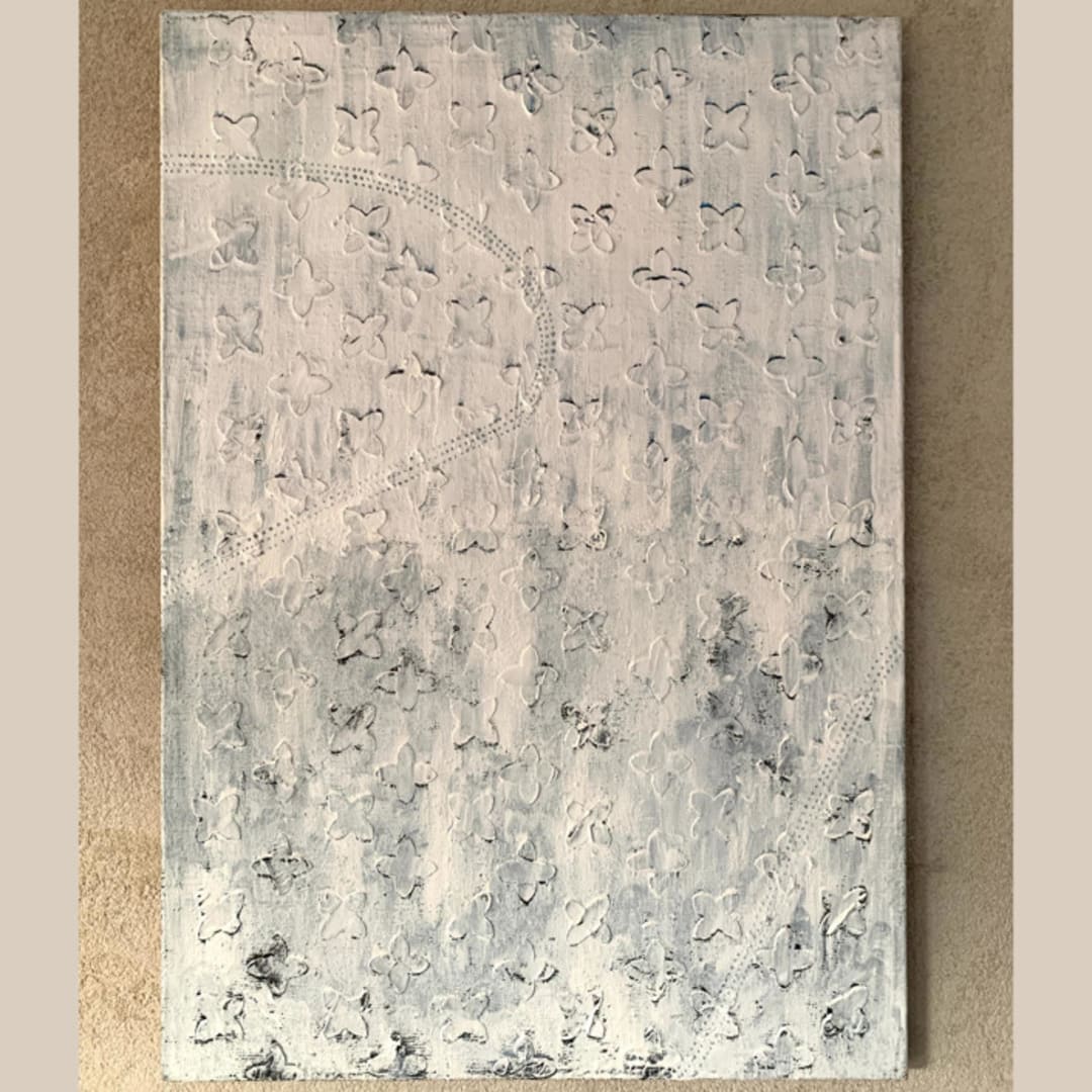 "Flower abstraction" - Original Painting in white by Nina Leth