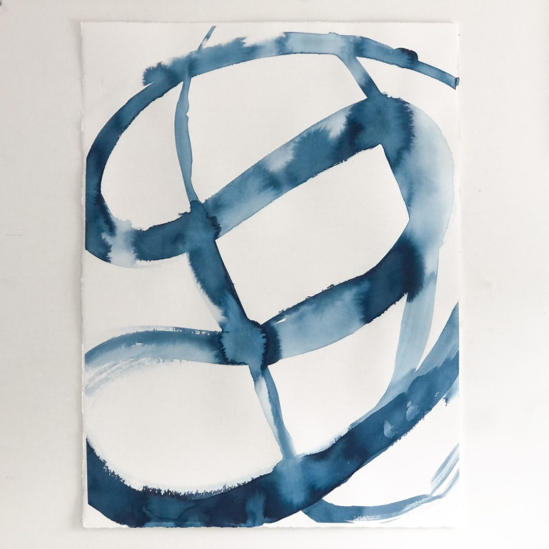 "Indigo Plant Cell 13" - Original Painting in blue by Mary Gaspar
