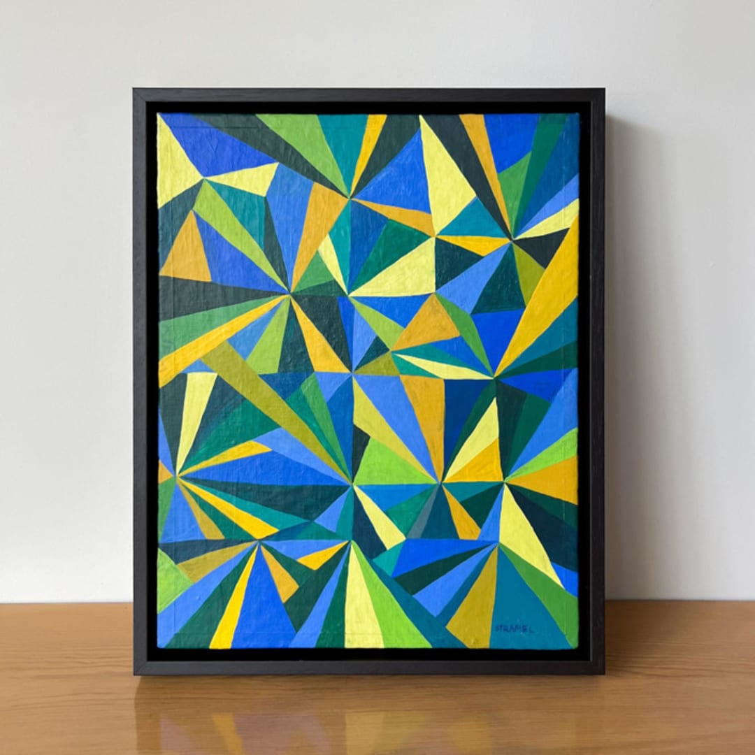 "Blue + Green" - Original Painting in multicolor by Renée Stramel
