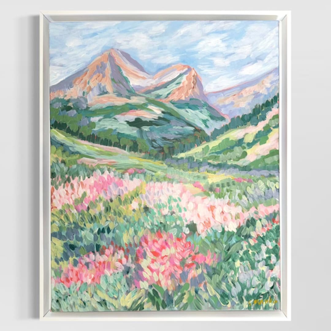 ""Where the Wildflowers Lead" - 20x16 - Framed Original Painting" - Original Painting in multicolor by Sarah Mankin