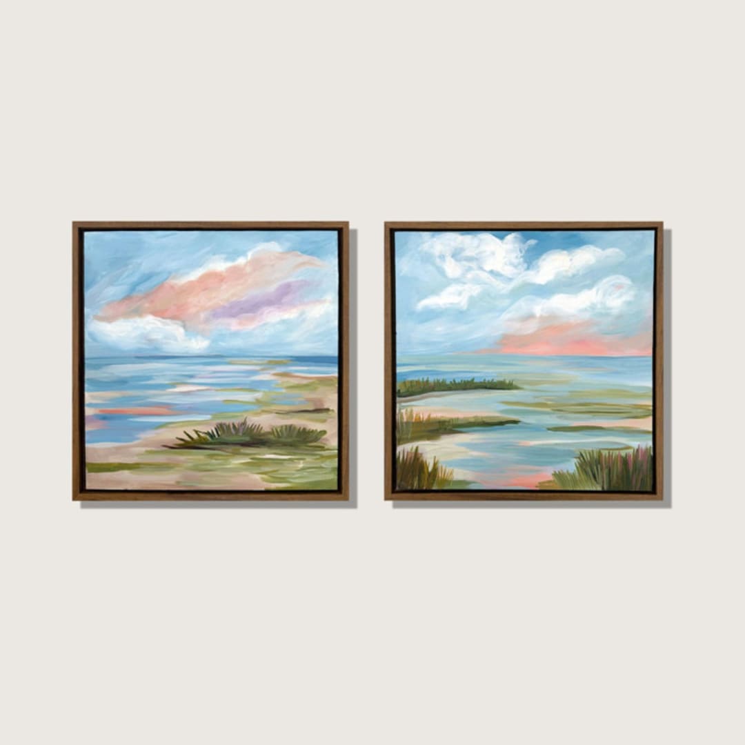 "Stillness Speak I & II" - Original Painting in blue by Johanne Dziemian