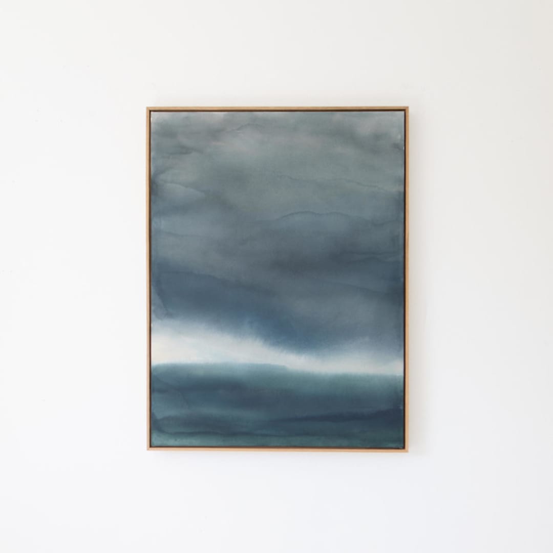 "Through the Quiet Glow" - Original Painting in blue by Rebecca King