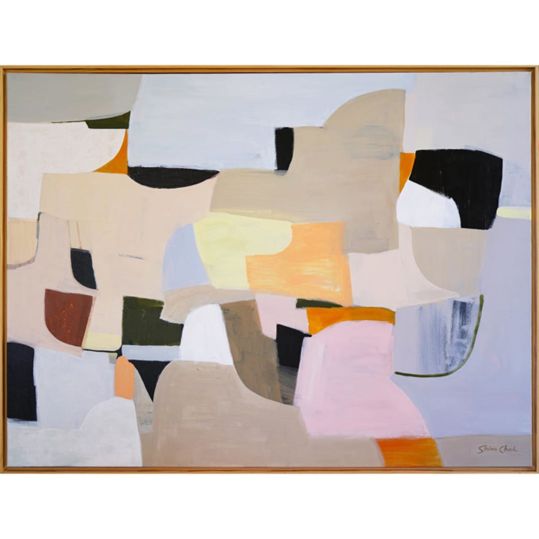 "A Lively Delight" - Original Painting in beige by Shina Choi