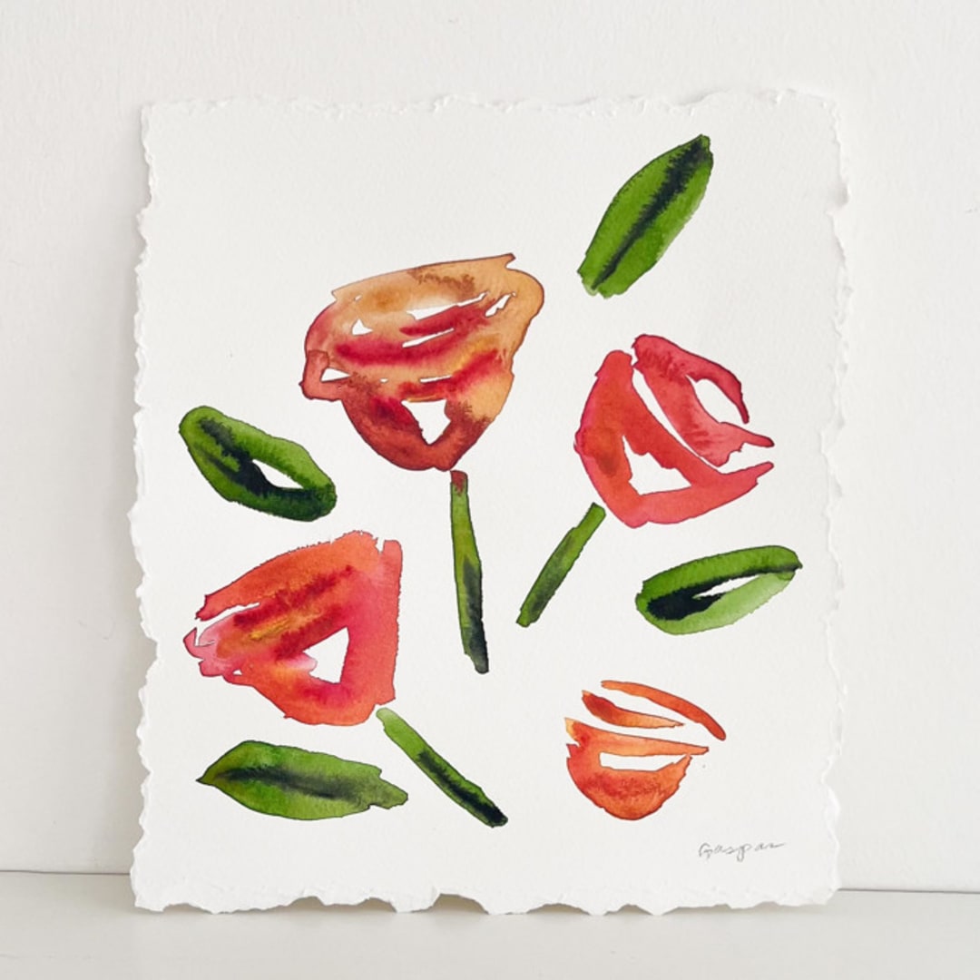 "Orange Roses" - Original Painting in orange by Mary Gaspar
