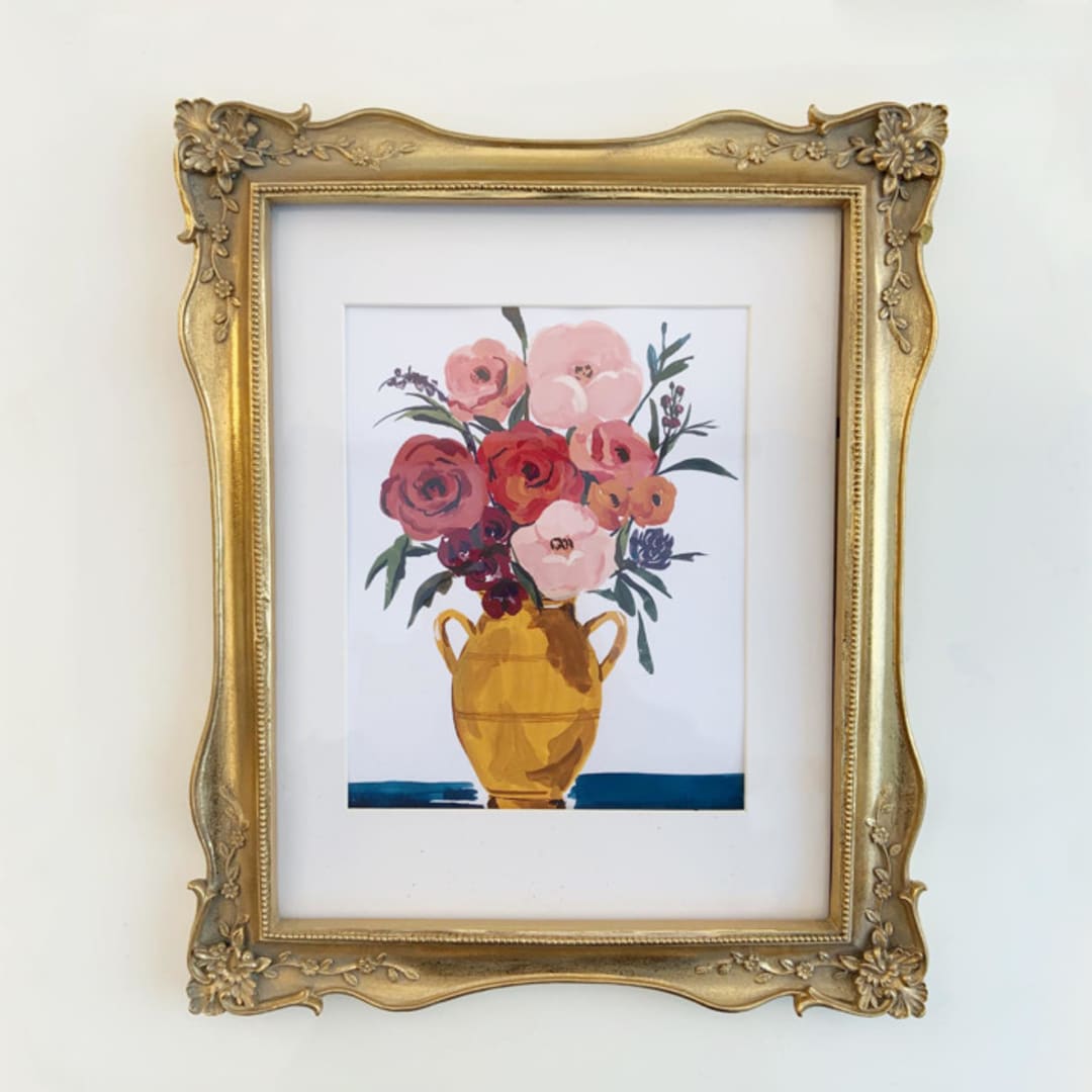 "vintage blooms" - Original Painting in multicolor by Teju Reval
