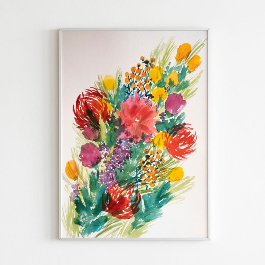 "Wild Summer Bouquet watercolor painting" - Original Painting in multicolorassorted-colors by Alexandra Dzh
