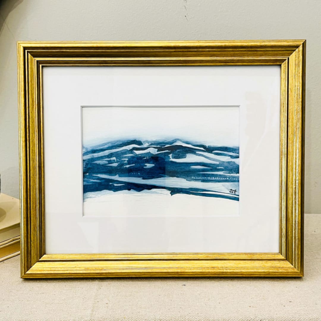 "Get lost in the details of where you are..." - Original Painting in blue by Golden Lines and Silver Linings