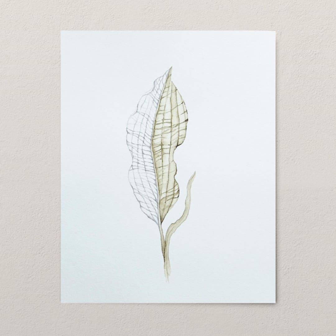 "Skeleton leaf" - Original Painting in green by Angele Kamp