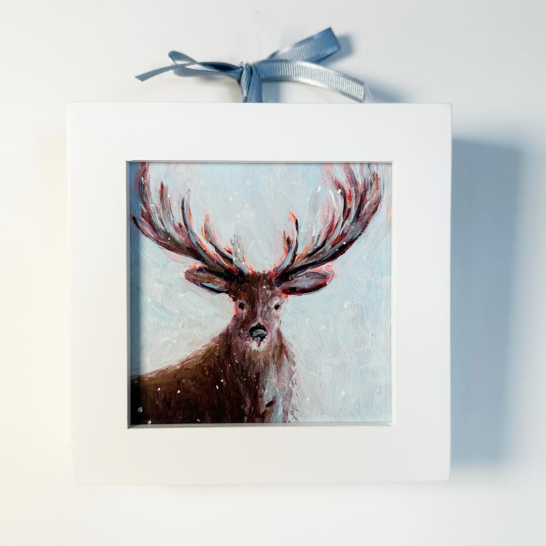 "Winter Deer, original acrylic painting" - Original Painting in multicolorassorted-colors by Carol C. Young