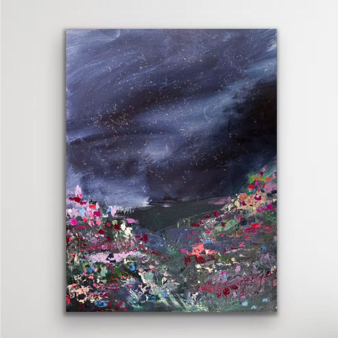 "Learning the Map of the Stars Wildflower Painting" - Original Painting in multicolor by Jocelyn Elizabeth