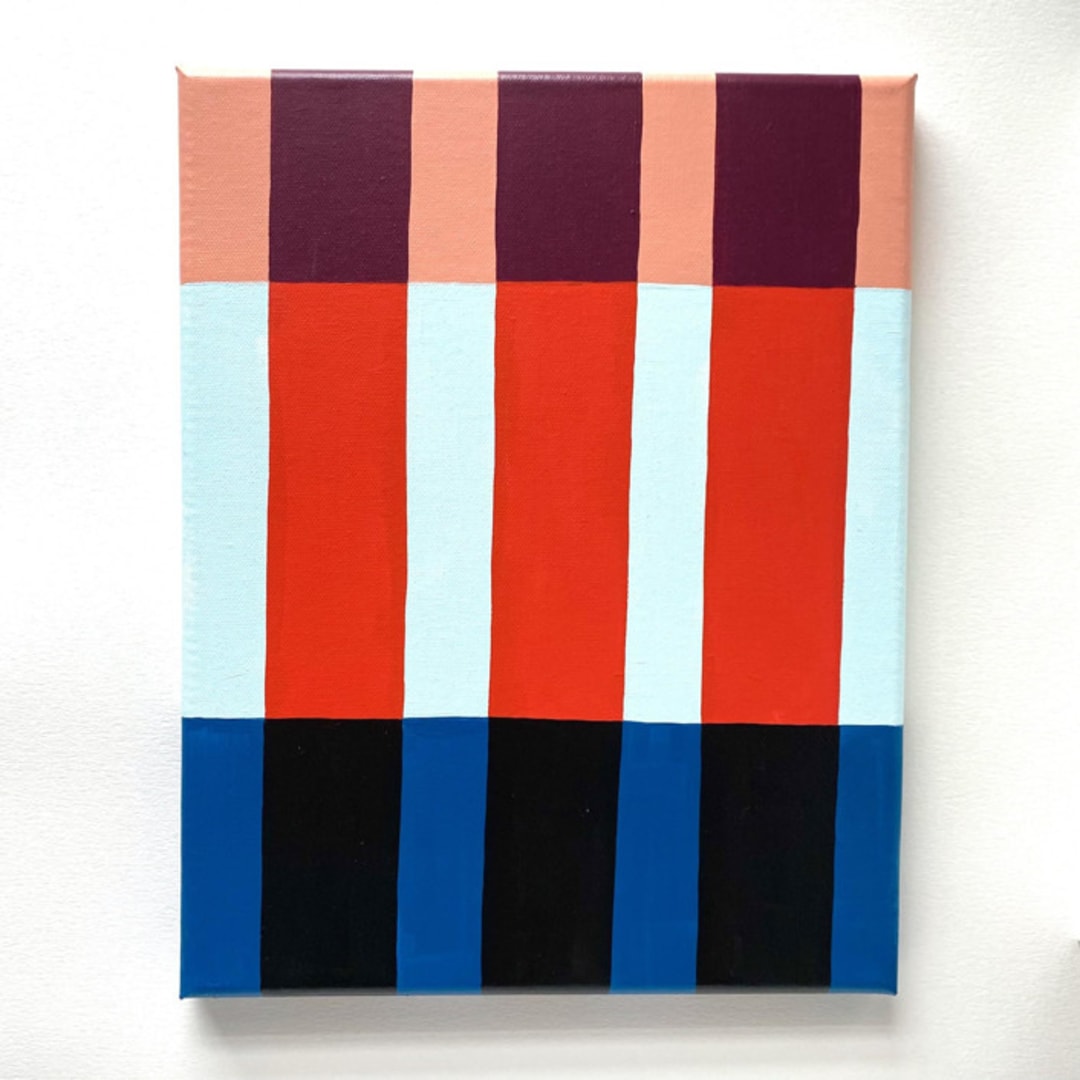 "Coral Stripes Original Art" - Original Painting in multicolor by Katie Craig