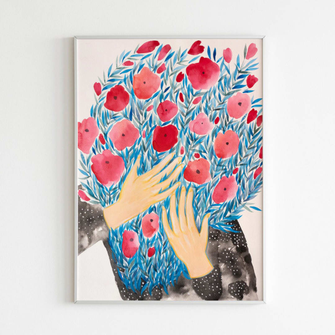 "Bouquet original painting" - Original Painting in multicolorassorted-colors by Alexandra Dzh