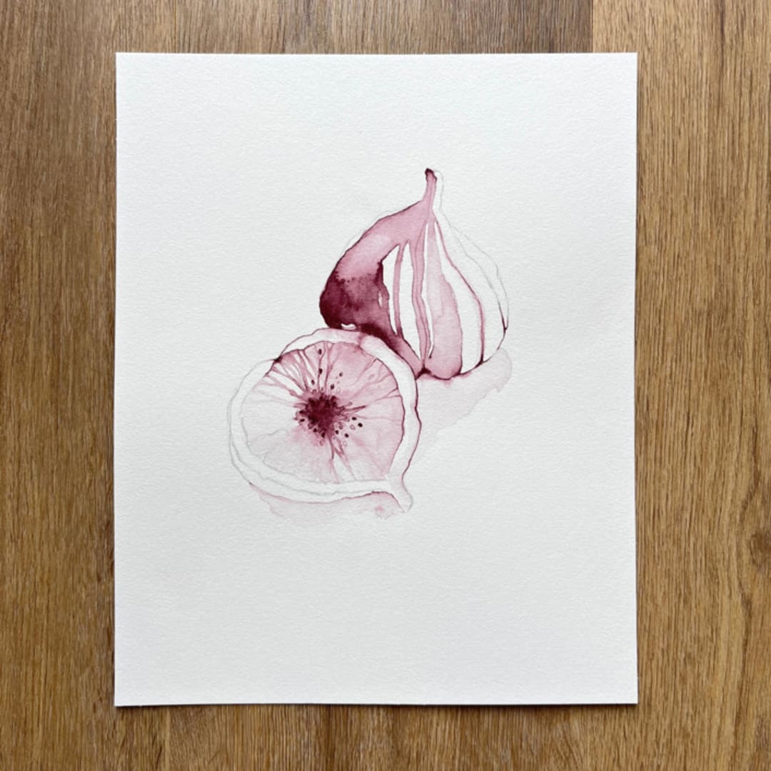 "Purple Figs Fruit 01" - Original Painting in purple by Angele Kamp