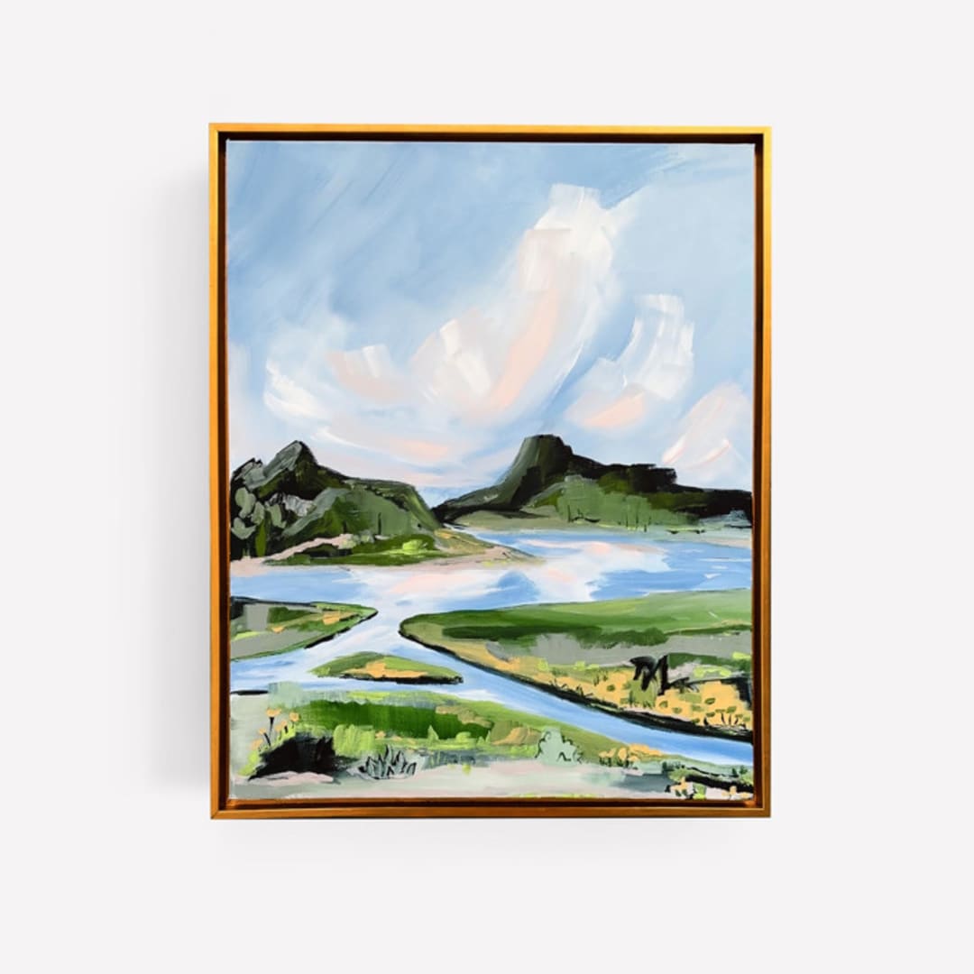 "Green River Bend" - Original Painting in multicolorassorted-colors by Green Barn Studio