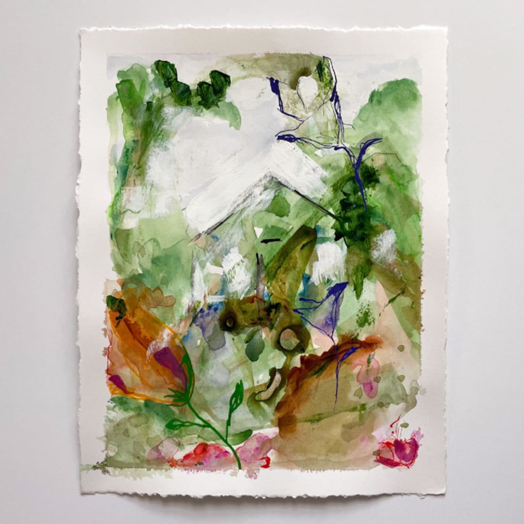 "Into the Green, Floral Painting" - Original Painting in multicolor by Suzanna Toole