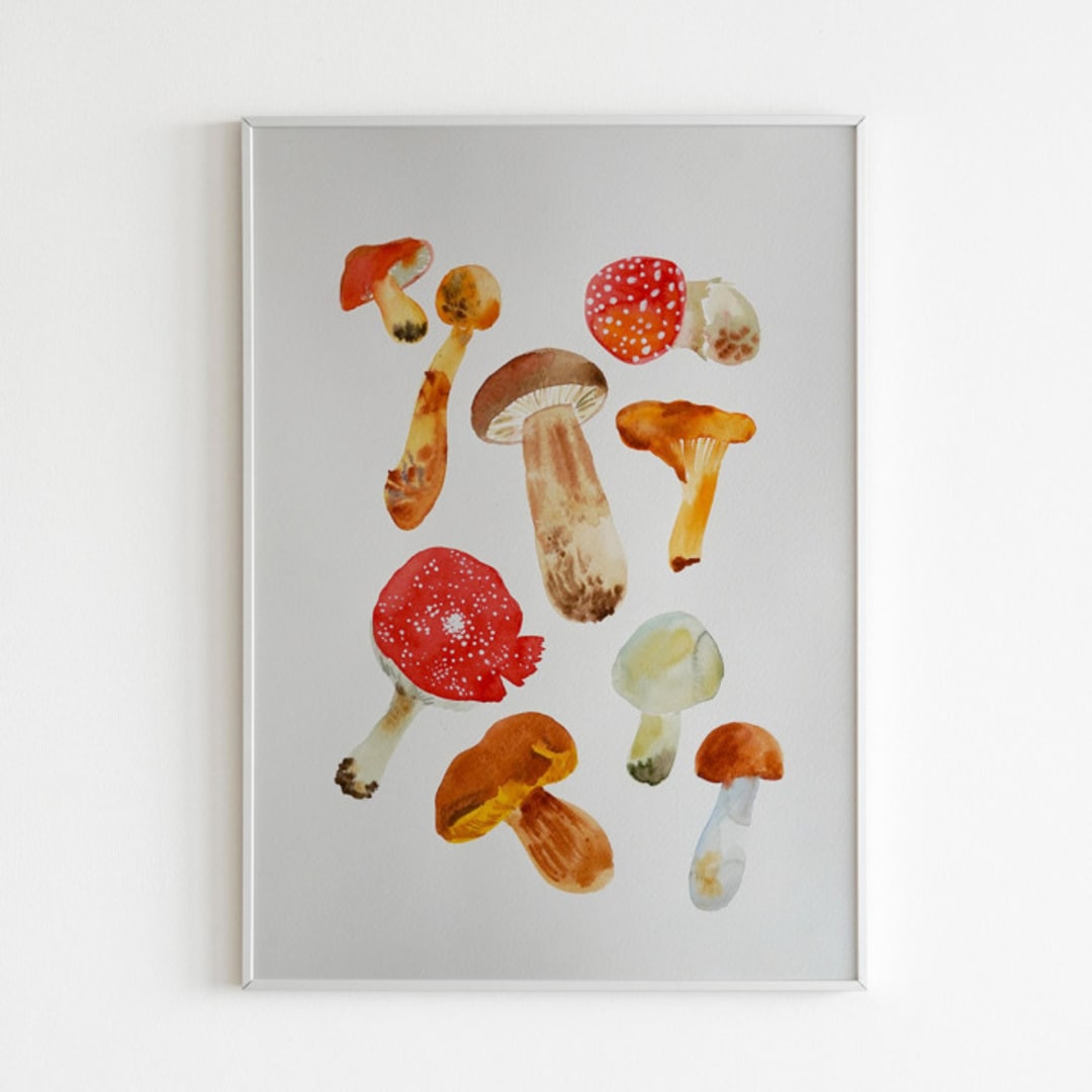 "Mushrooms Original Watercolor Painting" - Original Painting in multicolor by Alexandra Dzh