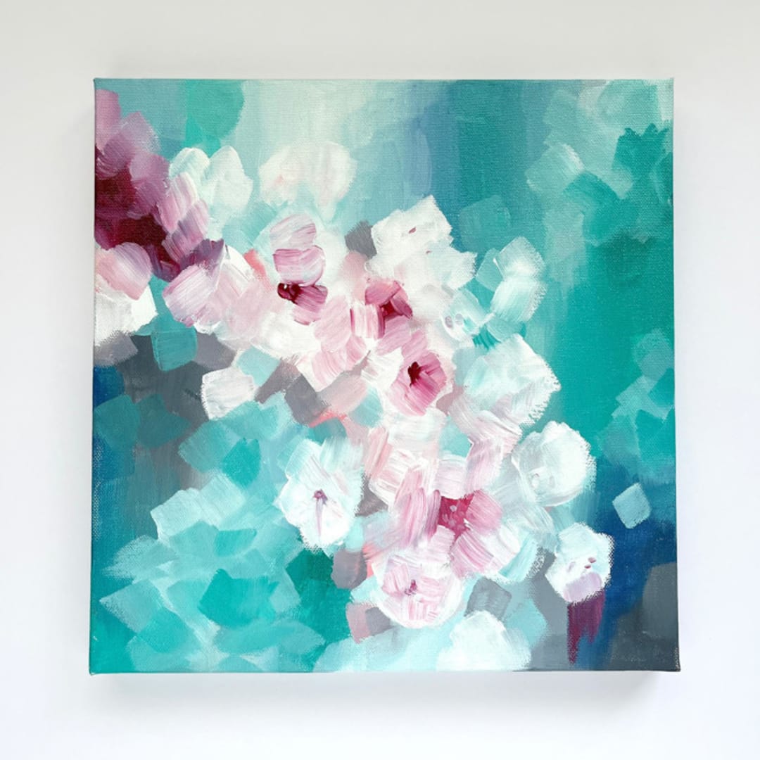 "'Apple Blossom: Arkansas and Michigan'" - Original Painting in multicolor by Holly Whitcomb