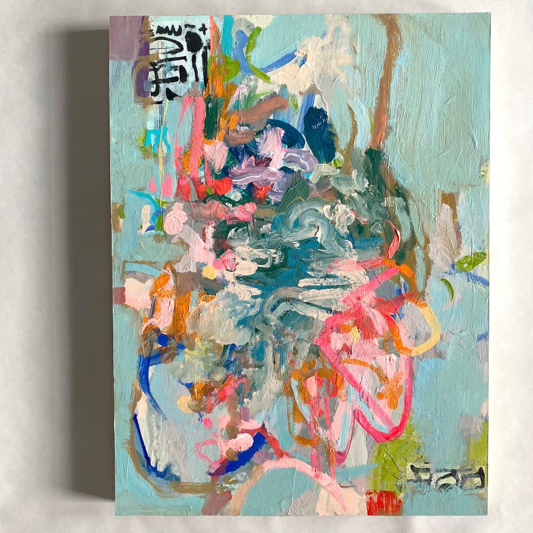 "Balanced Descension I" - Original Painting in blue by Carol Barber