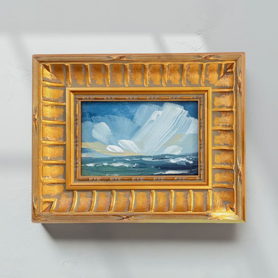 "Long Island Sound" - Original Painting in blue by Green Barn Studio