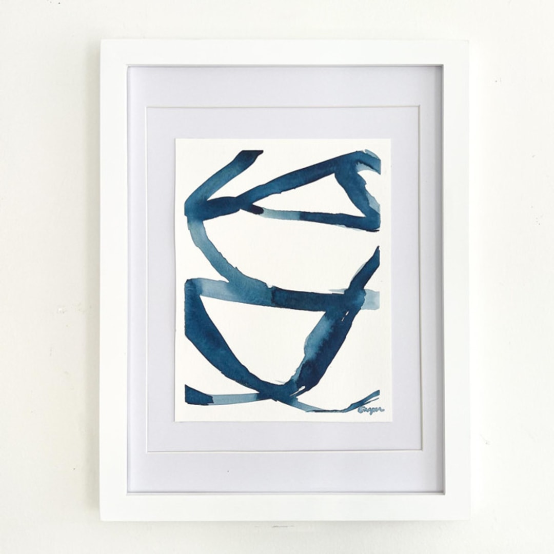 "Small Blue Plant Cell" - Original Painting in blue by Mary Gaspar