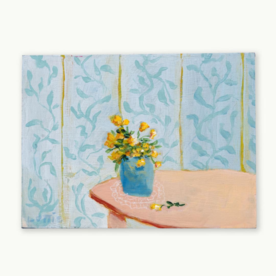 "Lace & Flowers No. 3" - Original Painting in multicolor by Lottie Aldarwish